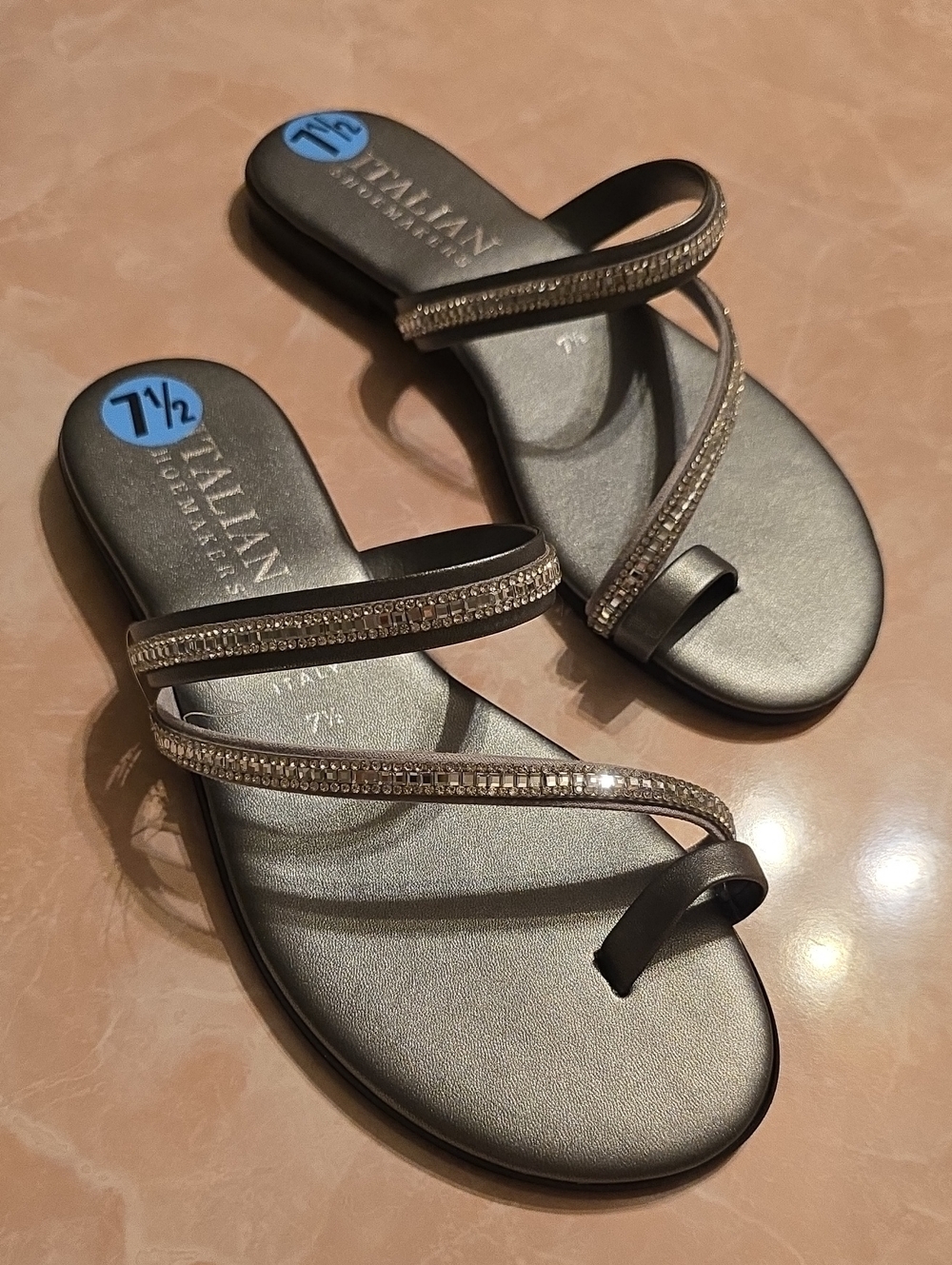 Italian Shoemakers Women's Silver Rhinestone Strappy Sandals - NWOT
